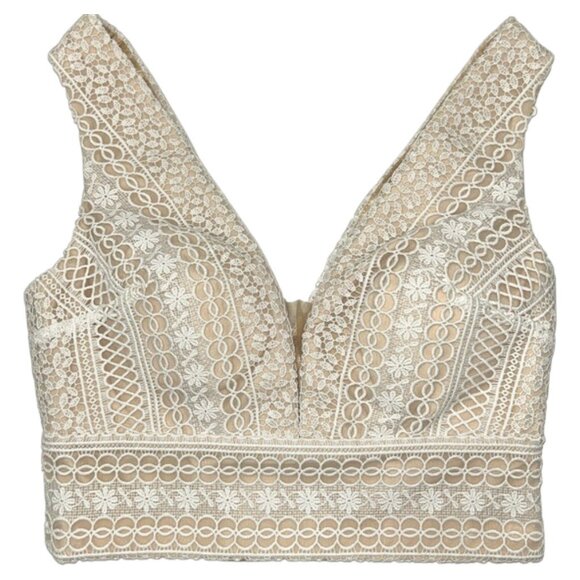 La Femme White Nude Lace Two Piece Formal Gown Dress Size 2 Designer - Picture 6 of 16